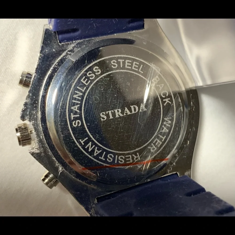 Dark Blue Silicone Strap White Austrian Crystal Watch